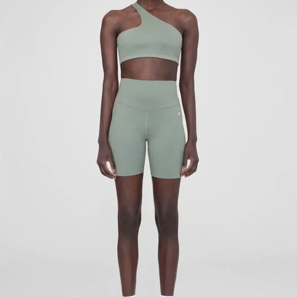 Anine Bing Sports Bra Jules Asymmetrical Design Artichoke Green XS - Picture 2 of 9